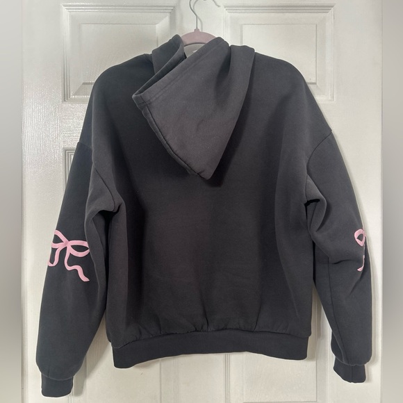 Edikted Dark Gray Hoodie with Light Pink Bow Details - Picture 7 of 7